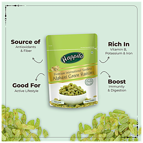 Happilo Premium International Seedless Afghani Green Raisins, 200 g Pouch