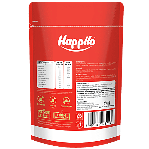Happilo Premium International Tropical Dried Fruit Medley, 200 g Pouch