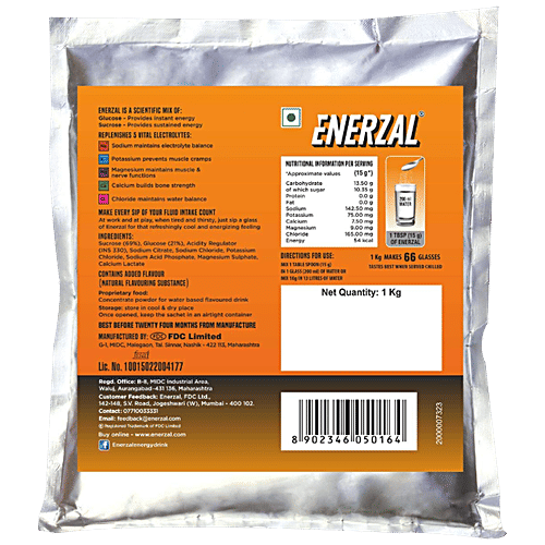 Buy Enerzal Energy Drink Powder Orange Flavour Online at Best Price