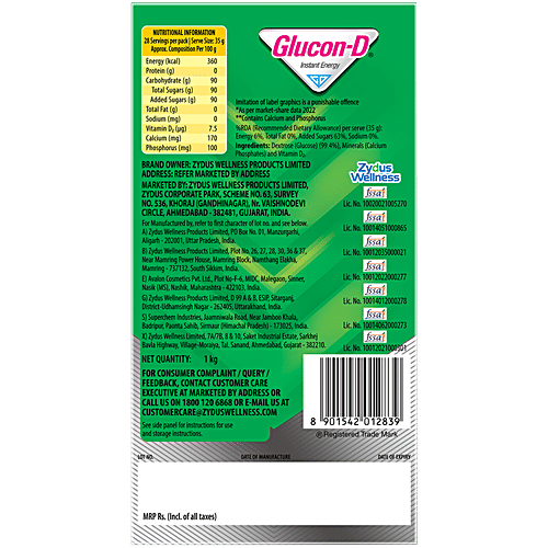 Glucon-D Instant Energy Glucose Powder - Regular, 1 kg