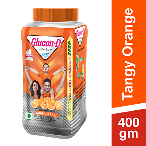 Glucon-D Instant Energy Glucose Powder - Tangy Orange, 400 g  