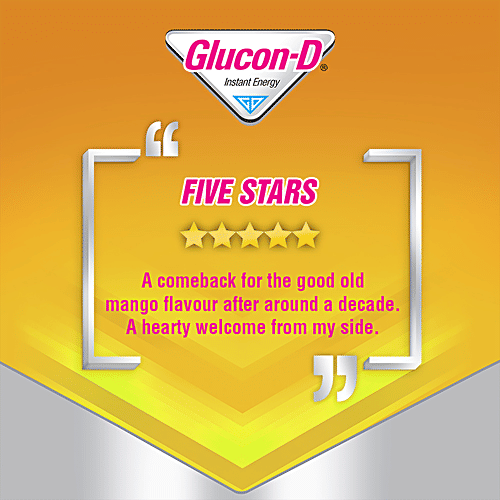 Glucon-D Instant Energy Nutrition Drink - Mango Blast, Refill, 75 g (Get 50 g Free) Contains Glucose, Calcium, Vitamin C & Sucrose