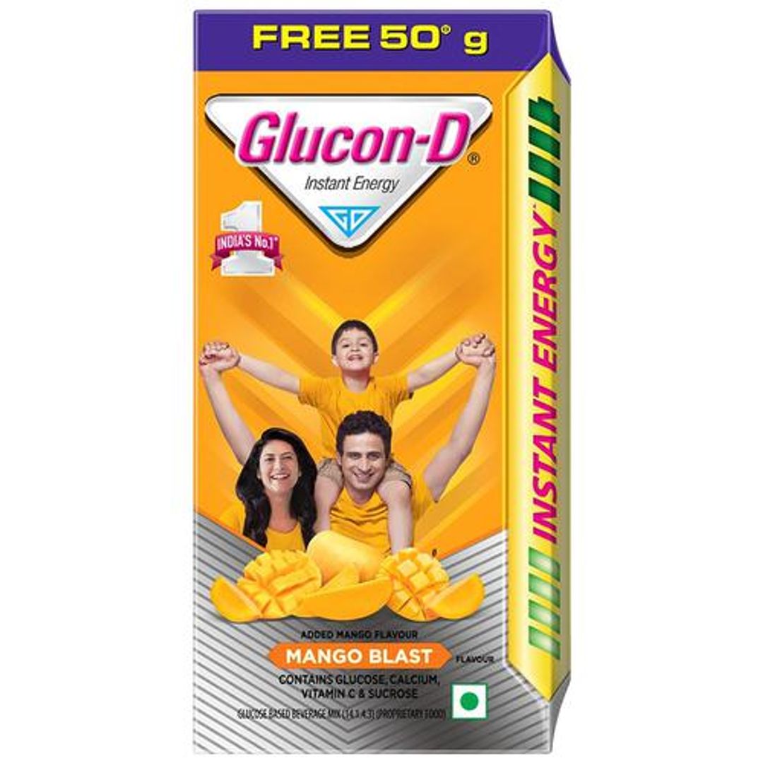 Glucon-D Instant Energy Health Drink - Mango Blast, Refill, 75 g (Get 50 g Free)