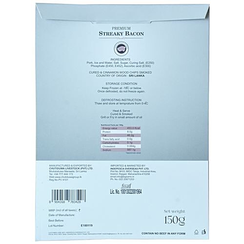 Big Sams Premium Streaky Bacon, 150 g Paper Pouch 