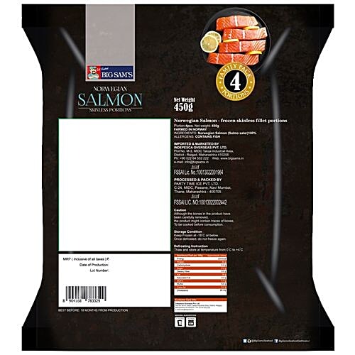 Big Sams Norgwegian Salmon Portions - Family Pack, 450 g Pouch 