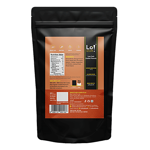 LO! Low Carb Coated Peanuts - Keto Friendly, High In Fibre & Protein, 100 g Pouch 
