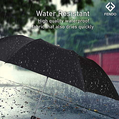 Fendo 2 Fold Umbrella - Auto Open, 62 cm , Black, 1 pc Windproof