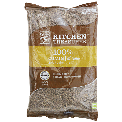 Kitchen Treasures Cumin Seeds/Jeerakam, 100 g Pouch Premium Quality & Sterilized For Goodness