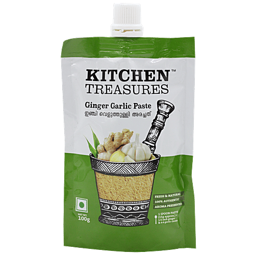Kitchen Treasures Ginger Garlic Paste, 100 g Pouch Fresh &Natural, Authentic, Aroma Preserved