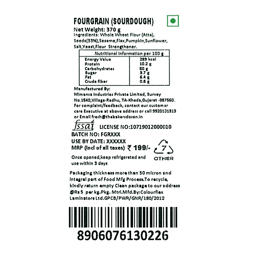 Buy The Baker's Dozen Sourdough Four Grain, 100 Whole Wheat Online