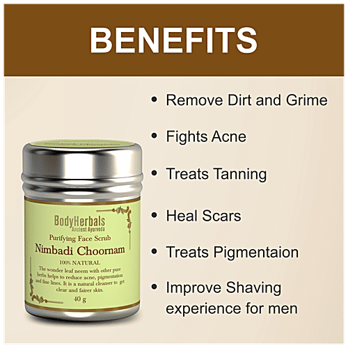 BodyHerbals Nimbadi Choornam Purifying Face Scrub, 100% Natural, No Parabens, No Sulfates, 40 g  100% Natural, No Parabens, No Sulfates