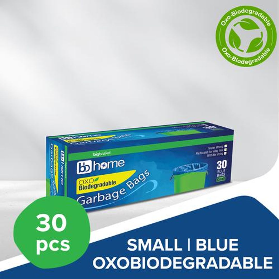 BB Home Garbage Bags - Small, Blue, 43 x 48 cm, 30 pcs (Oxo-Biodegradable)