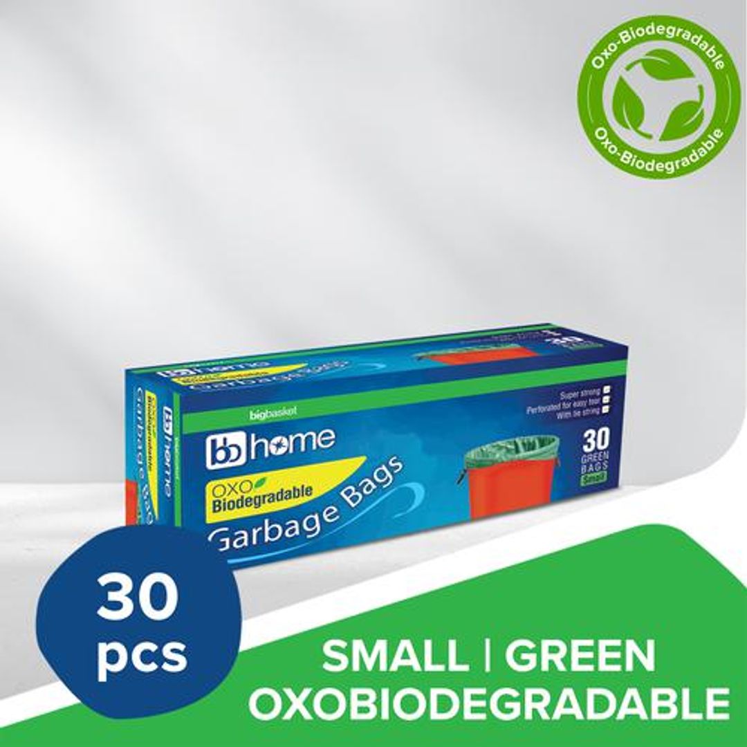 BB Home Garbage Bags - Small, Green, 43 x 48 cm, 30 pcs (Oxo-Biodegradable)