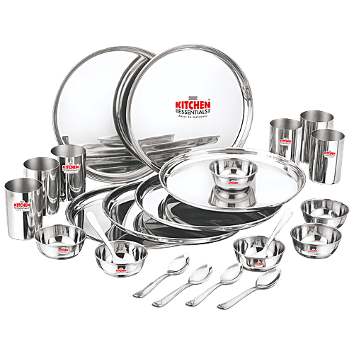 Buy Kitchen Essentials Stainless Steel Dinner Set Mirror Finish Online at Best Price of Rs