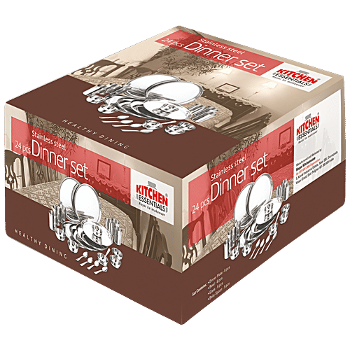 Buy Kitchen Essentials Stainless Steel Dinner Set Mirror Finish