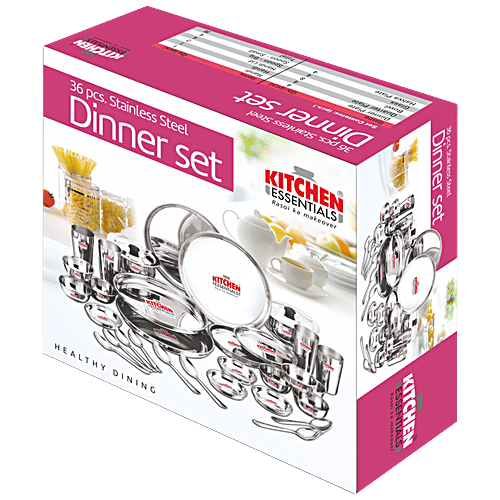 Buy Kitchen Essentials Stainless Steel Dinner Set Mirror Finish