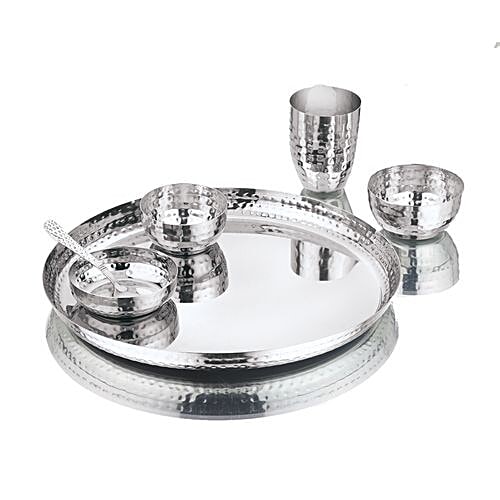 Buy Kitchen Essentials Stainless Steel Dinner Set Apple Shape, Hammered Online at Best Price