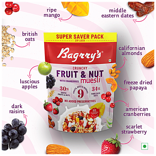 Buy Bagrrys Crunchy Muesli Fruit & Nut With Cranberry Online at Best