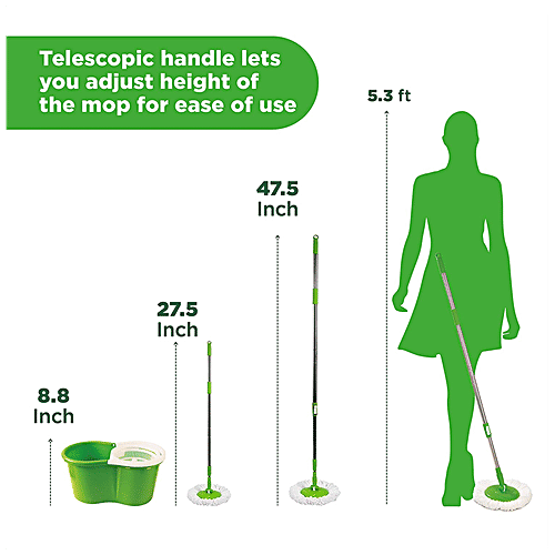 Buy Scotch brite Twin Bucket Spin Mop Green, 2 Refills Online at Best