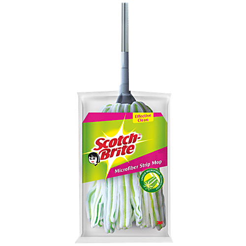 Scotch brite Microfibre Strip Mop with Telescopic Handle for Fine Dirt Removal, 1 pc  