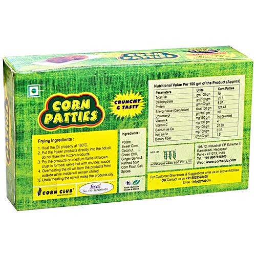 Corn Club Frozen Sweet Corn Patties, 240 g Carton No Preservatives