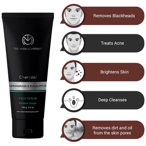 The Man Company Charcoal Face Scrub For Exfoliation, Anti-acne & Pimples, Blackhead Removal, 100 g  