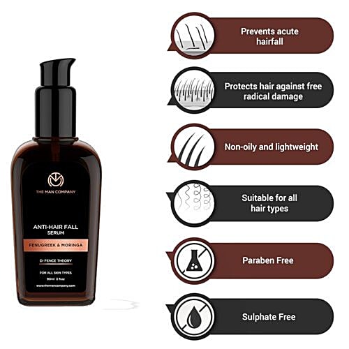 The Man Company Defence Theory Hair Fall Control Serum For Men, 90 ml  Paraben Free, Sulphate Free