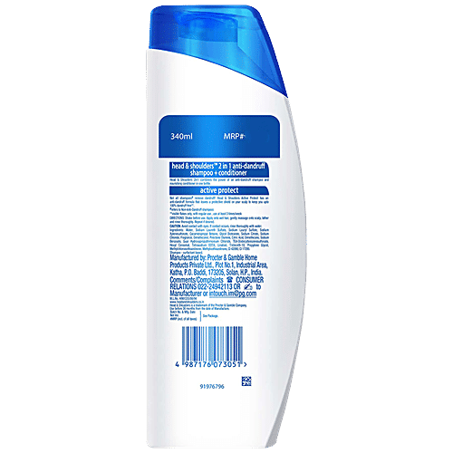 Head & Shoulders Active Protect 2 in 1 Anti-Dandruff Shampoo + Conditioner, 340 ml  Upto 100% Dandruff Free