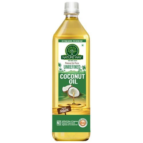Nature Way 100% Natural & Pure Coconut Oil - Unrefined, 1 L  No Artificial Colour & Fragrance