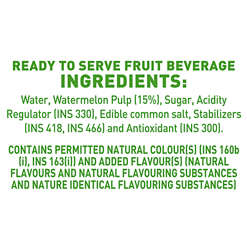 B Natural Watermelon Fruit Juice, 1 L Tetra Pak Zero Fat