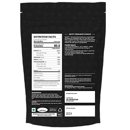 Ketofy  Cinnamon Keto Cookies, 400 g  Sugar Free, Gluten Free, 50% More Protein