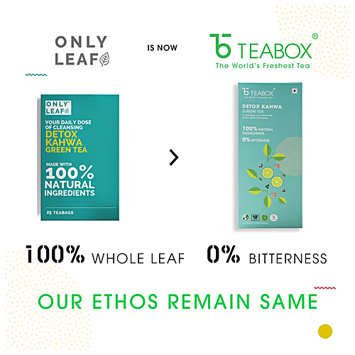 Teabox Detox Kahwa Green Tea - Natural Body Cleanse & Cold Relief, Antioxidants Rich, 54 g (25+2 Free Pyramid Bags x 2 g each) 