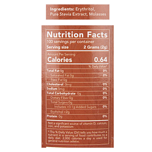 Pluck One Stevia Brown - 100% Natural Sugar Substitute, 200 g Bottle Natural, Made From Plants