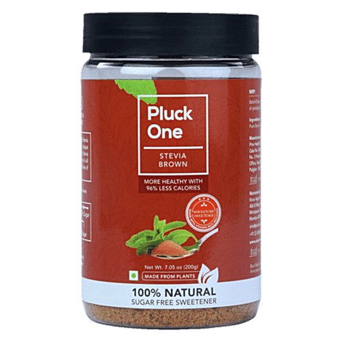 Pluck One Stevia Brown - 100% Natural Sugar Substitute, 200 g Bottle Natural, Made From Plants