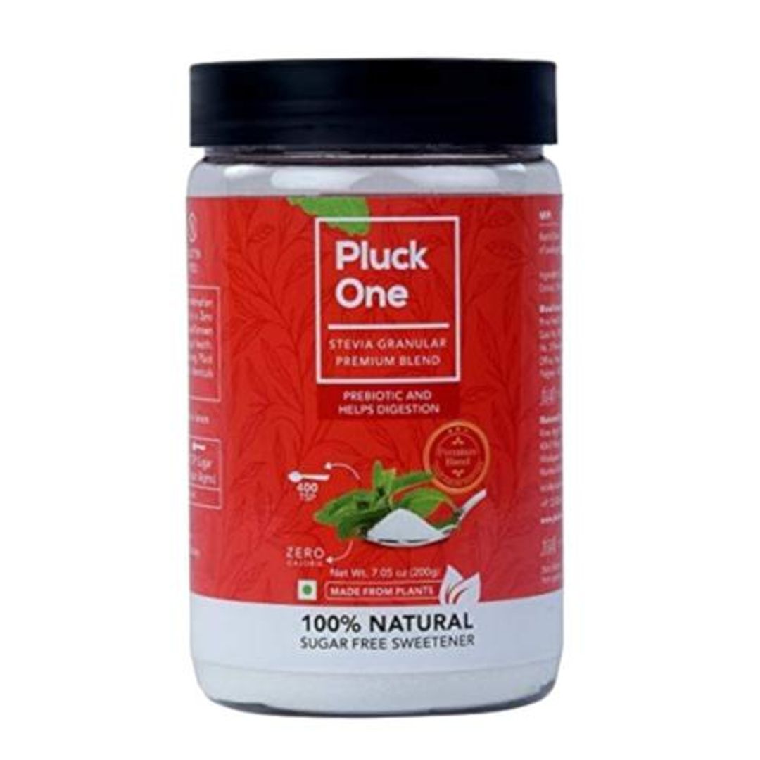 Pluck One Stevia Premium Blend - 100% Natural Sugar Substitute, 200 g Bottle