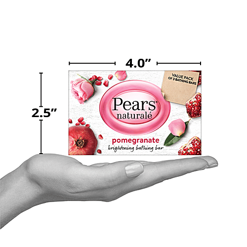 Pears Naturale Pomegranate Brightening Bathing Soap Bar, 125 g (Pack of 3) 