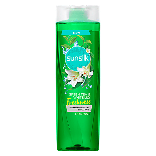 Sunsilk Freshness Hair Shampoo - Green Tea & White Lily, For Freshly Fragrant & Lively Hair, 195 ml  