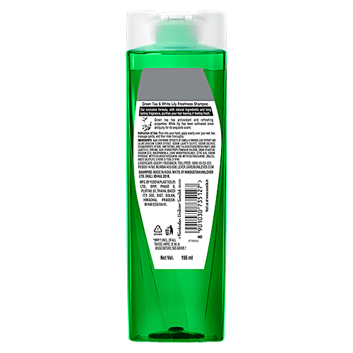 Sunsilk Freshness Hair Shampoo - Green Tea & White Lily, For Freshly Fragrant & Lively Hair, 195 ml  
