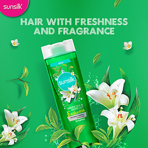 Sunsilk Freshness Hair Shampoo - Green Tea & White Lily, For Freshly Fragrant & Lively Hair, 195 ml  
