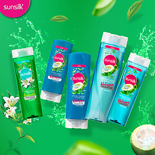 Sunsilk Freshness Hair Shampoo - Green Tea & White Lily, For Freshly Fragrant & Lively Hair, 195 ml  