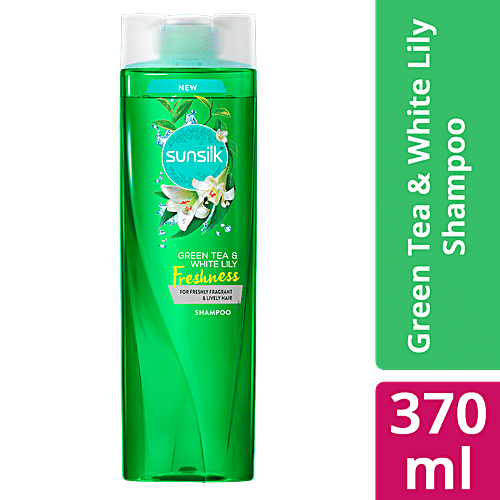 Sunsilk Freshness Hair Shampoo - Green Tea & White Lily, For Freshly Fragrant & Lively Hair, 370 ml