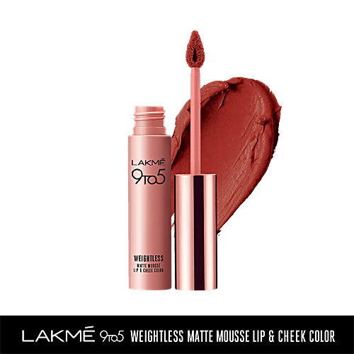 Lakme 9 To 5 Weightless Matte Mousse Lip & Cheek Colour, 9 g Brick Bloom 