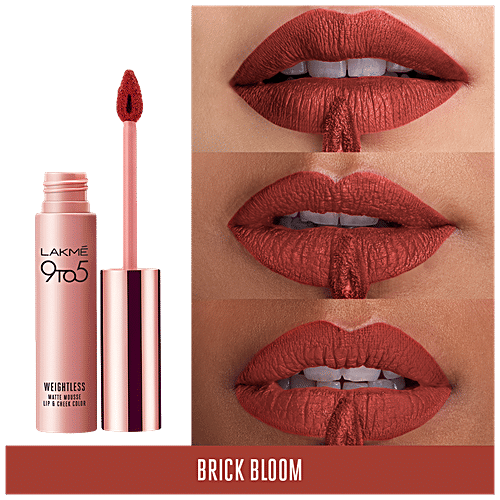 Lakme 9 To 5 Weightless Matte Mousse Lip & Cheek Colour, 9 g Brick Bloom 