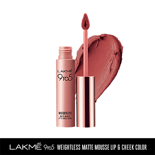 Lakme 9 To 5 Weightless Matte Mousse Lip & Cheek Colour, 9 g Nude Cushion 