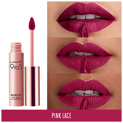 Lakme 9 To 5 Weightless Matte Mousse Lip & Cheek Colour, 9 g Pink Lace 