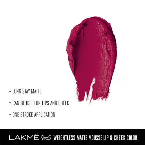 Lakme 9 To 5 Weightless Matte Mousse Lip & Cheek Colour, 9 g Pink Lace 