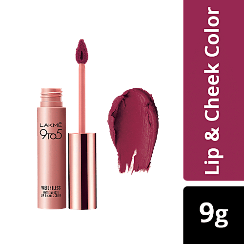 Lakme 9 To 5 Weightless Matte Mousse Lip & Cheek Colour, 9 g Pink Lace 