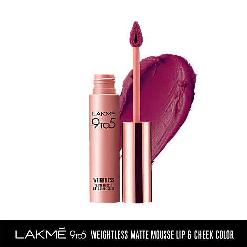 Lakme 9 To 5 Weightless Matte Mousse Lip & Cheek Colour, 9 g Magenta Kiss 