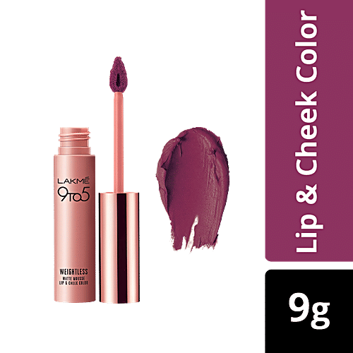 Lakme 9 To 5 Weightless Matte Mousse Lip & Cheek Colour, 9 g Magenta Kiss 