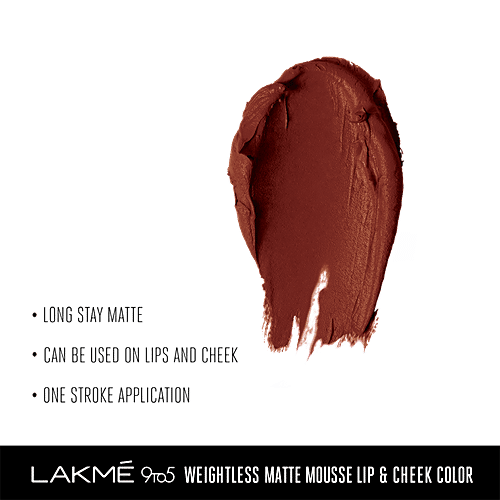 Lakme 9 To 5 Weightless Matte Mousse Lip & Cheek Colour, 9 g Chocolate Mousse 